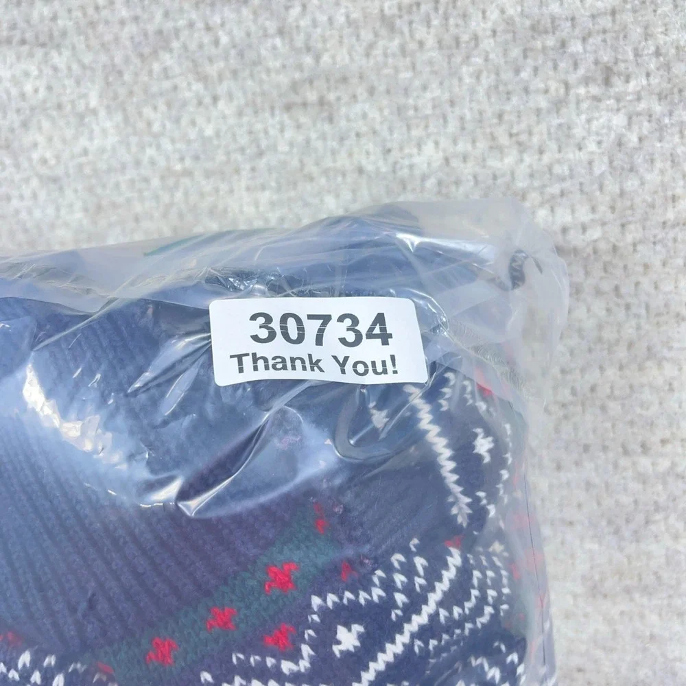 Vintage Grandpa Sweater Men XLT Blue Red Heavy Chunky Knit Geometric Nordic 90s‎